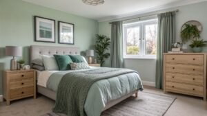 Grey And Sage Green Bedroom